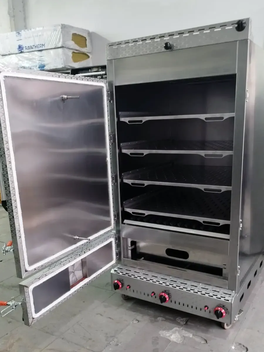 100x100x185 Tam Paslanmaz Smoker Tütsüleme Fırını – Gazlı + Odunlu, İzolasyonlu