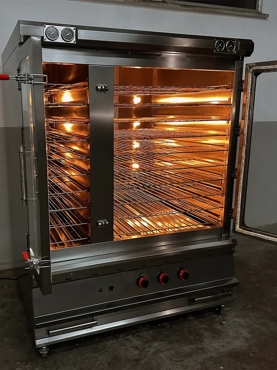 130x110x200 Full Stainless Gas Oven – 10 Racks, Dual Chamber