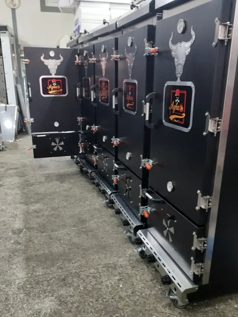 Profesyonel Gazlı + Kömürlü Smoker Tütsüleme Fırını 70x70x185 – 3 Brülörlü, Yanı Odalı