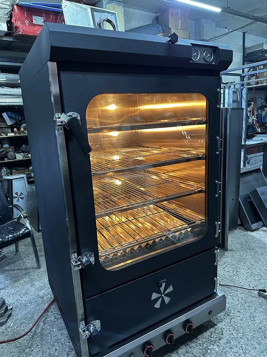 Profesyonel Gazlı + Odunlu Smoker Tütsüleme Fırını 100x100x185